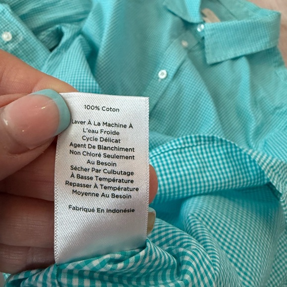 Talbots Woman’s Medium Petite Micro Gingham Button Down Shirt PM Office - Picture 3 of 8